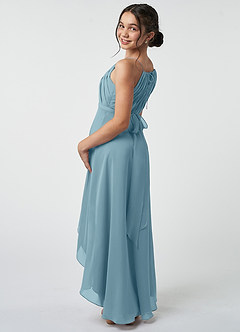 Azazie Oaklynn Junior Moody Blue A-Line Pleated Chiffon Dress image5