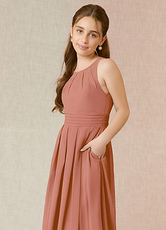Azazie Bibiane Junior MAI TAI A-Line Pleated Chiffon Dress image14