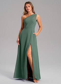 Azazie Phaedra Brautjungfernkleider A-Linie One-Shoulder Chiffon Kleid Seemoos image1
