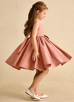 Azazie Jessie vestidos de niña de las flores Vestido de Mai Tai de Satin Mate de Corte En A con Lazo image3