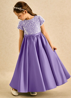 Azazie Cashew vestidos de niña de las flores Vestido Tahití de Satin Mate de Corte Princesa con con mangas image5