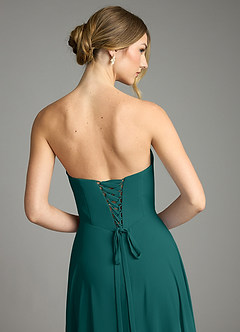 Azazie Ayla Abiti da Damigella Abito A-Line in Chiffon Scollo a Cuore Verde Pavone image11