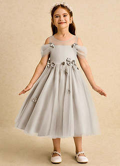 Azazie Juni vestidos de niña de las flores Vestido de Escarcha de Tul de Princesa con Plisado image4