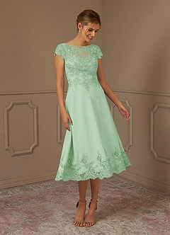 Azazie Terrano Mother of the Bride Dresses Dusty Sage A-Line Scoop Lace Dress image1