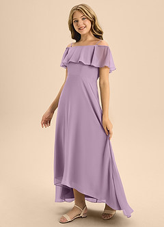 Azazie Maggie Junior Wisteria A-Line Off the Shoulder Chiffon Dress image4