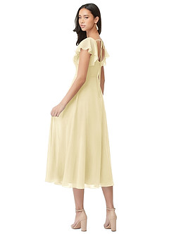 Azazie Bondi Brautjungfernkleider A-Linie Gestreift Chiffon Kleid Zitronensorbet image2