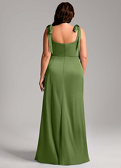 Azazie Frostine Vestidos de damas de honor Vestido de Enebro de Satén Elástico de Corte en A con Lazo image11