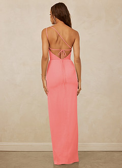Christian Siriano Bridal for Azazie 1003 Brautjungfernkleider Etui One-Shoulder Chiffon Kleid Koralle image2