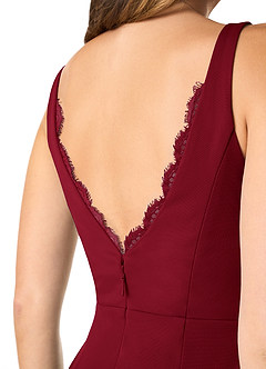 Azazie Verami Robes de demoiselle d'honneur Robe Sirène en Maille Dentelle Bourgogne image5
