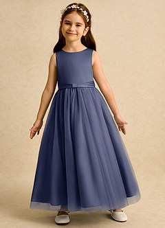 Azazie Lior Flower Girl Dresses Stormy Ball-Gown Pleated Tulle Dress image4