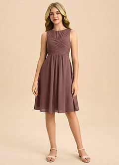 Azazie Skyla Junior Klä av A-Line i Chiffong Plisserad image3