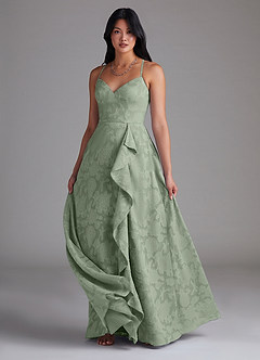Azazie Naeem Bridesmaid Dresses Agave A-Line Floral Burnout Dress image4