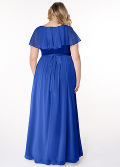 Azazie Jael Final Sale Royal Blue A-Line V-Neck Mesh Dress image8