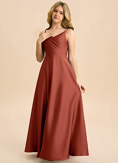 Azazie Bug Junior Klä av A-Line i Stretch Satin Plisserad image3