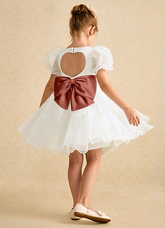 Azazie Debbie vestidos de niña de las flores Vestido de Marfil Castaño de Organza de Princesa con Escote de Corazón image6