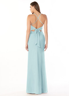 Azazie Aribella Bridesmaid Dresses Sea Glass Sheath Ruched Chiffon Dress image2