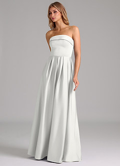 Azazie Lucienne Brudtärnklänningar Klä av A-Linje i Stretch Satin Axelbandslös Vit Konvertibel image6