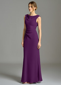 Azazie Kieryn Robes de demoiselle d'honneur Robe Sirène en Mousseline de soie Plissée Grain De Raisin image3