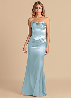 Azazie Sorrel 신부 들러리 드레스 인어 코르셋 메탈릭 새틴 바닥 길이 드레스 image2