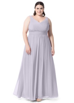 Azazie Pierrette Bridesmaid Dresses Fog A-Line Pleated Chiffon Dress image7