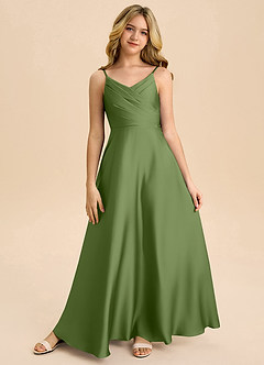 Azazie Bug Junior Juniper A-Line Pleated Stretch Satin Dress image5