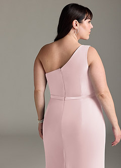 Azazie Liza Bridesmaid Dresses Blushing Pink Mermaid One Shoulder Chiffon Dress image11