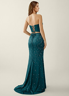Esme Peacock Two-piece Corset Stretch Satin Mermaid Prom Dress image2