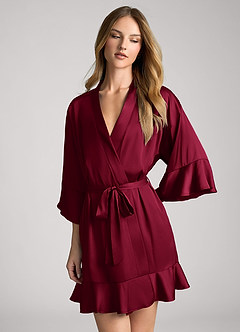 front Ruffled Satin Robe