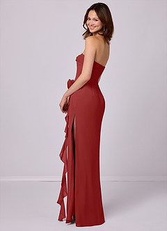 Barbie ♥ Azazie Bridesmaid Dresses Rust Sheath Strapless Chiffon Convertible Dress image4
