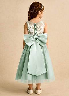 Azazie Sundae Jurken voor bloemenmeisjes Baljurk Jurk van Kant Agave image2