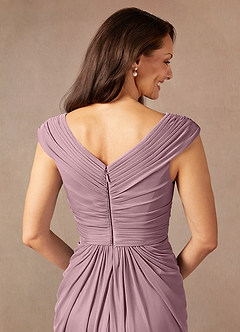 Azazie Lisolette Mother of the Bride Dresses Dusty Rose Sheath Pleated Mesh Dress image8