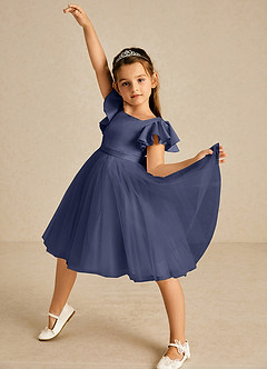 Azazie Kaeya Flower Girl Dresses Stormy A-Line Bow Tulle Dress image2