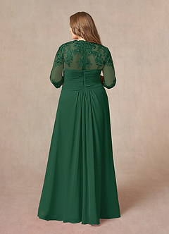 Azazie Devereaux Kleider für die Brautmutter A-Linie Spitze Chiffon Kleid Dunkelgrün image7