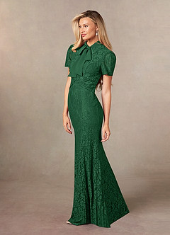 Azazie Carleannia Mother of the Bride Dresses Dark Green Mermaid Lace Chiffon Dress image2