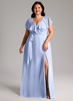 Azazie Lainey Bridesmaid Dresses Ice A-Line with Pockets Chiffon Dress image10