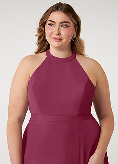 Azazie Clarice Bridesmaid Dresses Mulberry A-Line Halter Chiffon Dress image13