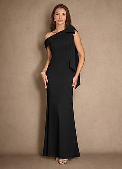 Azazie Myers Kleider für die Brautmutter Meerjungfrau-Linie Plissee Stretch-Krepp Kleid Schwarz image1