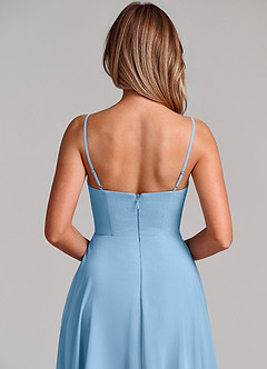 Azazie Elle Bridesmaid Dresses Steel Blue A-Line Pleated Chiffon Dress image2