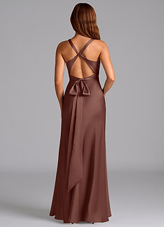 Azazie Hati Bridesmaid Dresses Espresso Mermaid Stretch Satin Dress image7