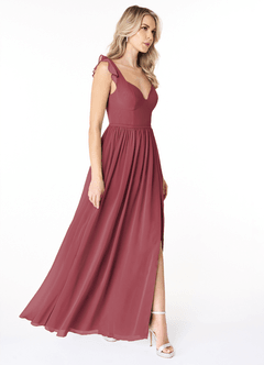 Azazie Stassie Bridesmaid Dresses Merlot A-Line Sweetheart Ruched Chiffon Dress image4