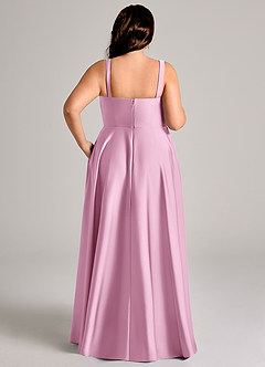 Azazie Shaude Bridesmaid Dresses Candy Pink A-Line Pleated Stretch Satin Dress image6
