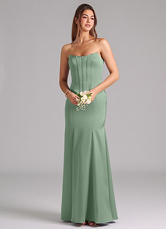 Azazie Ximena Bridesmaid Dresses Matcha Mermaid Corset Stretch Satin Convertible Dress image7