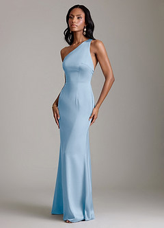 Azazie Voni Suknie dla druhen Syrena Jedno ramię Satyna elastyczna Do ziemi Sukienka image6