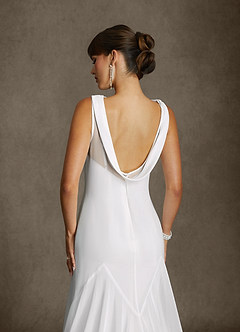 Azazie Angelina Vestidos de novia Vestido Diamante Blanco de Gasa de Corte Sirena image8