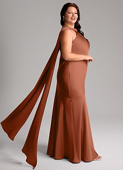 Azazie Kinsley Bridesmaid Dresses Cedar Rose Mermaid Side Slit Stretch Satin Dress image10