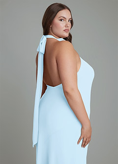 Azazie Velli Bridesmaid Dresses Sky Blue Mermaid High Neck Chiffon Dress image14