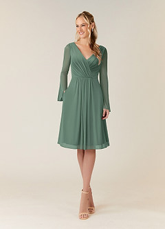 Azazie Teraso Mother of the Bride Dresses Eucalyptus A-Line Pleated Mesh Dress image1
