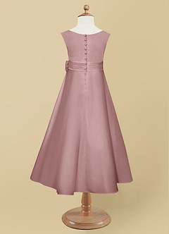 Azazie Lindy Flower Girl Dresses Dusty Rose A-Line Pleated Matte Satin Dress image10