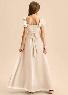 Azazie Azey Junior Jurk van Chiffon met A-Lijn Ruches Wit Albast image2