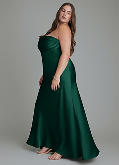 Azazie Saylor Robes de demoiselle d'honneur Robe Sirène en Satin extensible Bustier émeraude image13